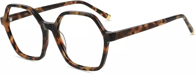 Firmoo Blue Light Glasses Artistic Hand-Painted Hexagonal UV Protection & Replaceable Lenses for Women Men