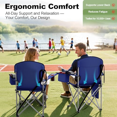 VTOY Folding Camping Chairs Durable 600D Oxford, Portable Outdoor Chair with Cooler Pouch, Cup Holder & Storage Pocket for...