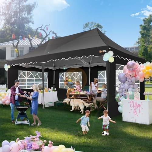HOTEEL 10×20 Pop Up Canopy with 6 Sidewalls, UV 50+ and Waterproof Canopy Tent, Thickened Frame, Large Space Easy Pop Up C...