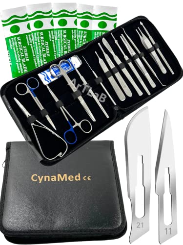 New Premium Stainless Steel Biology Lab/Anatomy/Medical Student Dissection Kit Set - Scalpel Knife Handle,Blades, Forceps,...
