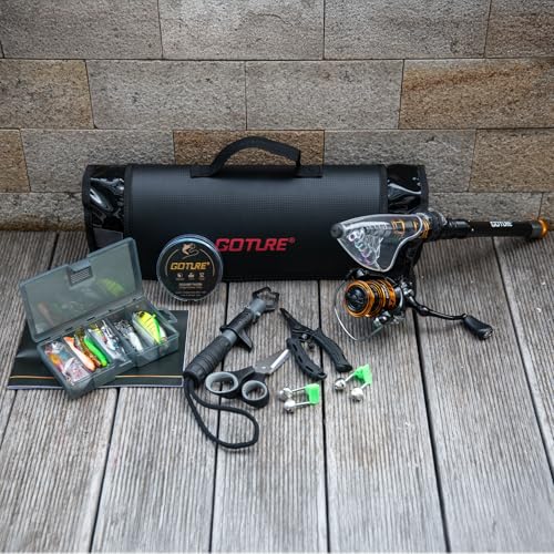 Goture Fishing Rod and Reel Combos,1.8M-2.7M Telescopic Fishing Pole Spinning Reel Line Lures Set with Carrier Bag,Telesco...