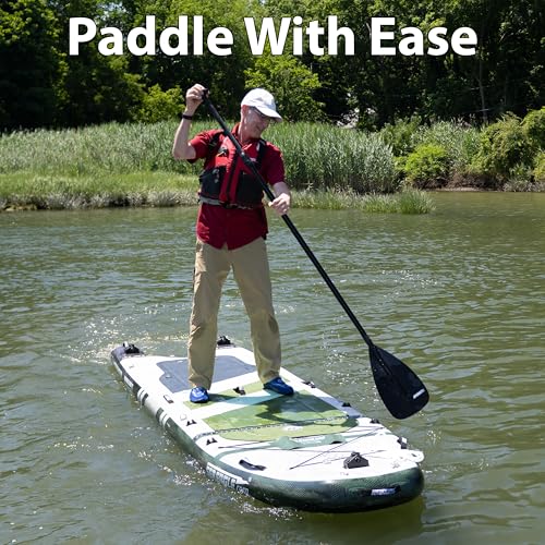 Sea Eagle FS1210 12’10” Inflatable FishSUP Fishing Stand-Up Paddleboard w/Paddle, Pump, Slide in Skeg and Backpack - Sit, ...