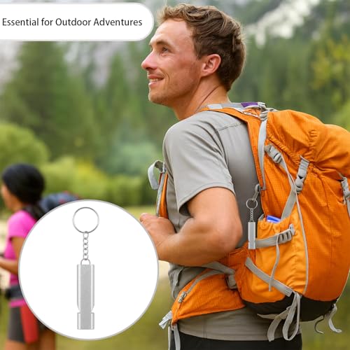 Premium Extra Loud Whistles for Camping Hiking Hunting Outdoors Sports and Emergency Situations, Sturdy but Light Aluminiu...