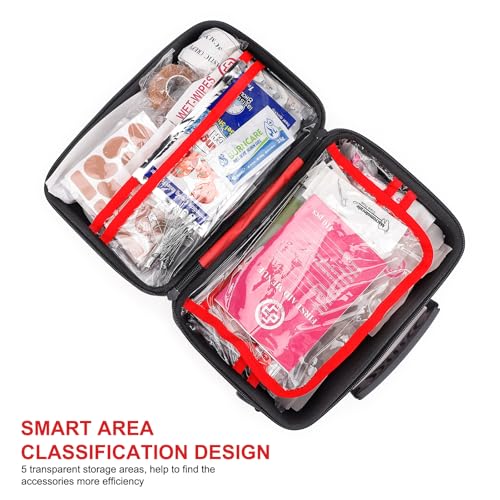 Gevoke 410 Piece Waterproof Hard Shell First Aid Kit for Home, Car, Travel, Camping, Truck, Hiking, Sports, Office, Vehicl...