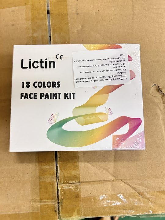 Lictin Water Based Face Paint - 18 Colors Face Painting Kit with Stencils and Brushes, Halloween Makeup Kit for Adults and Kids, Professional Non Toxic Washable