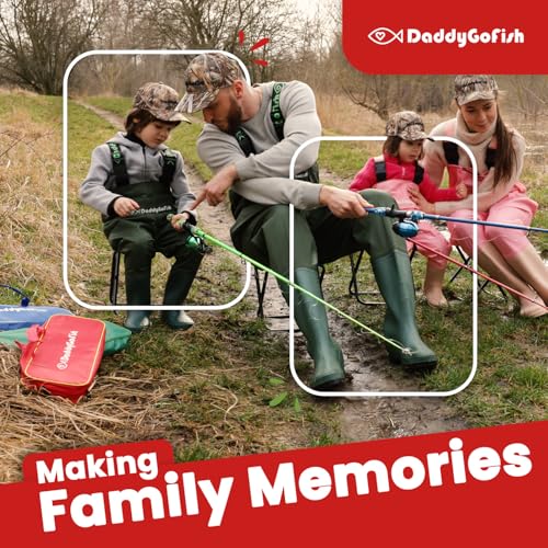 DaddyGoFish Kids Fishing Pole - Rod Reel Combo Tackle Box Starter Set - First Year Small Gear Kit for Boys Girls Toddler Y...