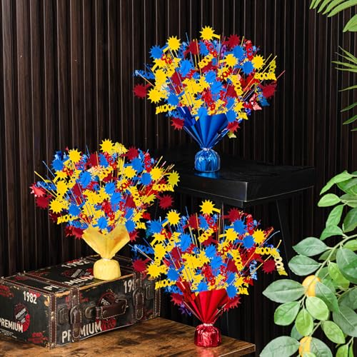 Maysing 3 Sets Hero Foil Spray Centerpiece Party Boom Table Decorations for Banquet Karaoke 50s Wedding Graduation Red Yel...