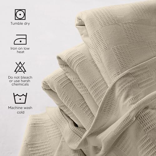 Utopia Bedding Khaki 100% Cotton Blanket [King Size - 90x108 Inch] 350GSM Lightweight, Soft and Breathable Thermal Blanket...