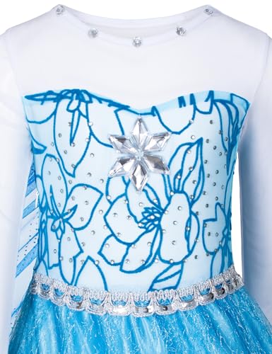 Topney Blue Princess Costumes for Little Girls Dress Up Birthday Party with Accessories