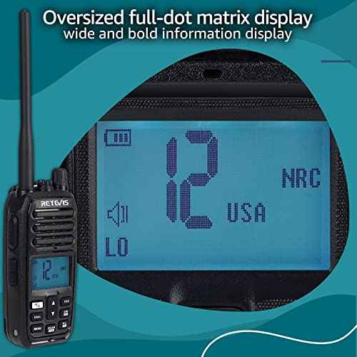 Retevis RM21 Handheld Marine Radio,IP67 Waterproof Floating Two Way Radio,Long Range,Noise Cancelling Mic,1800mAh,Backlit LCD Display,NOAA,International Channels,Coastal Boat Radio for Fishing(1 Pack)