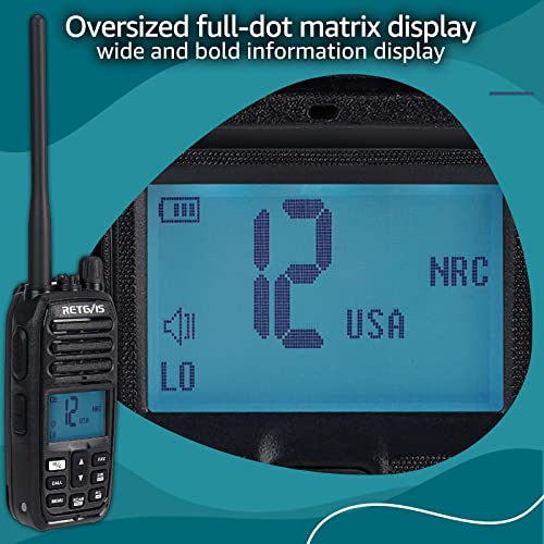Retevis RM21 Handheld Marine Radio,IP67 Waterproof Floating Two Way Radio,Noise Cancelling Mic,1800mAh,Backlit LCD Display...