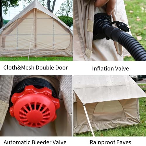 Mordern Outdoor Inflatable Tent with Pump for 4-6 Person - Easy Setup, 4 Season Waterproof, Large Space, 12 Mesh Windows B...