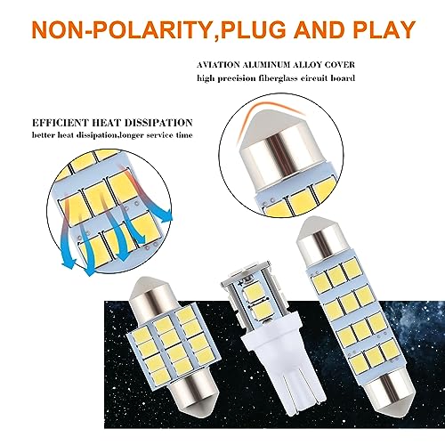 iFunyLED 24 Pieces Dome Light LED Car Interior Bulb Kit Set 194 T10 DE3175 578 31mm 42mm Bulbs Interior Replacement Lights...