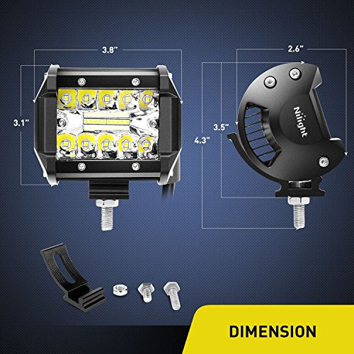 Nilight Led Light Pods 2PC 4Inch 60W Flood Spot Combo Triple Row Driving Lamp Roof Bumper Off Road LED Work Lights Pods fo...
