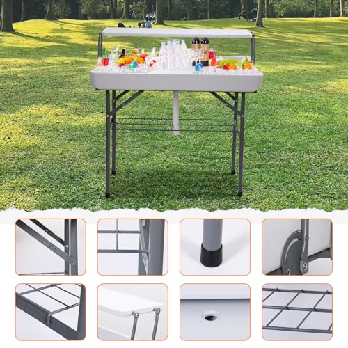 Nice C 4 ft Folding Ice Cooler Table, Party Cooler, Grazing Table, Tables with Drain, Party Tables, with Matching Skirt, S...