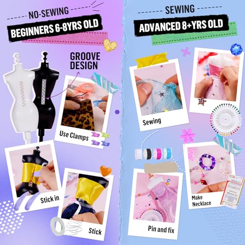 ONE TO FOUR 800+Pcs - Fashion Designer Kit for Girls with 6 Mannequins - Arts and Crafts Kit- Sewing Kit for Kid Ages 8-12...
