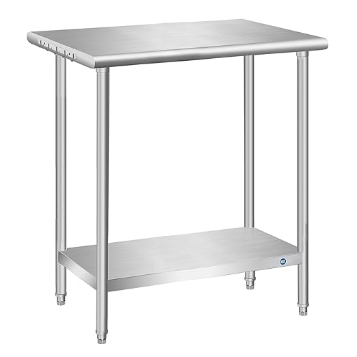PIUMACU Stainless Steel Table 30 x 12 Inch Commercial Stainless Steel Prep Table, Metal Table for Kitchen Garage Restaurant