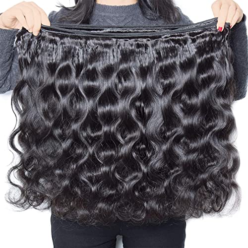 Bundles with Closure Human Hair Body Wave 100% Unprocessed Brazilian Virgin Hair Bundles with Closure£¨16 18 20+14£©Hair Extensions with 4x4 Free Part Lace