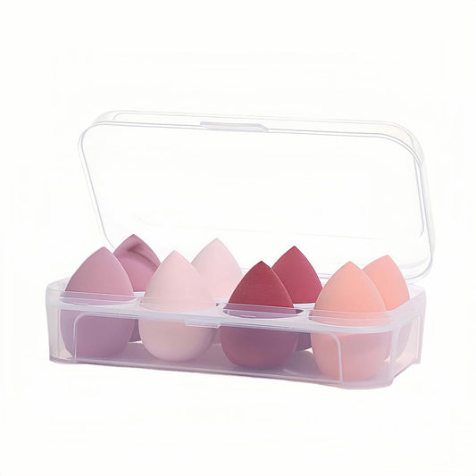 8pcs Makeup Sponges Set - Latex-Free, Blending Beauty Sponge for Liquid, Cream & Powder, Soft Non-Absorbent, Multi-Size with Cas