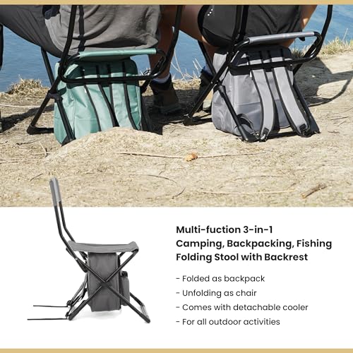 Arrowhead Outdoor Multi-Function 3-in-1 Compact Camp Chair: Backpack, Stool & Insulated Cooler, w/Bottle Holder & Storage ...