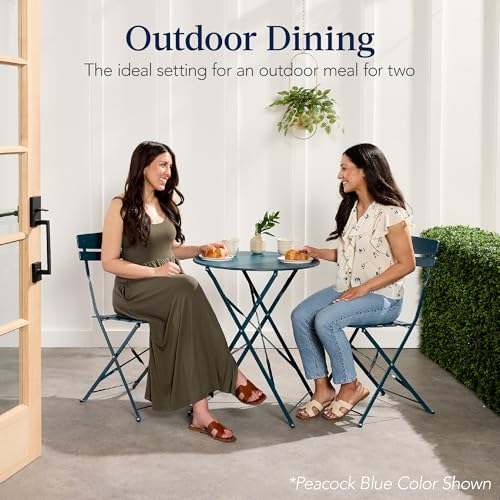 Best Choice Products 3-Piece Bistro Set, Space Saving Folding Design, Solid Steel, Outdoor Patio Furniture Set w/ 2 Chair...