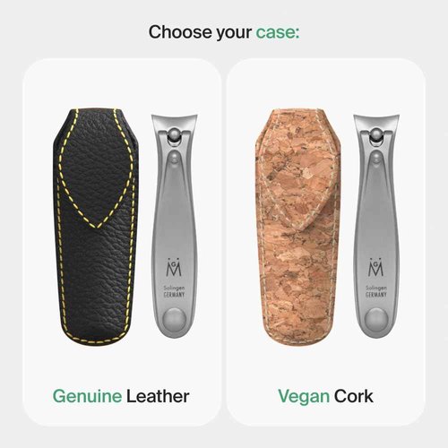 GERMANIKURE Professional Nail Clipper Set - Fingernail Clipper & Toenail Clipper with Leather Cases - Ethically Made in Solingen Germany - FINOX Surgical Stainless Steel Manicure and Pedicure Tools