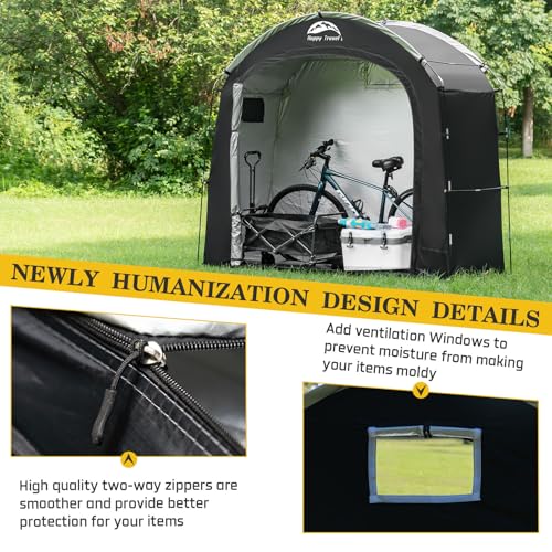 Happy Travel Bike Storage Shed Tent, Waterproof Portable Bicycle Cover with 30% More Top Storage Space for 2/3/4/5 Bikes,C...