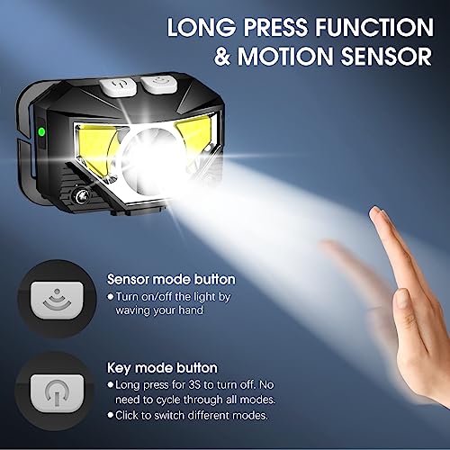LHKNL Headlamp Flashlight, Lumen Ultra-Light Bright LED Rechargeable Headlight with White Red Light, 2-Pack Waterproof Mot...