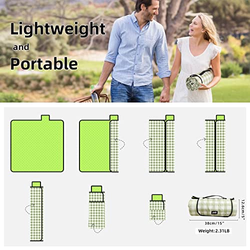 ZAZE Extra Large Picnic Outdoor Blanket, 80''x80'' Waterproof Foldable Blankets Gingham Picnic Mat for Beach, Camping Gras...