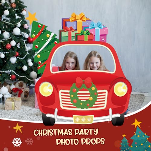 SmoothNovelty Christmas Truck Photo Booth Prop Banner Xmas Photo Background Decorations Large Christmas Car Selfie Frame B...