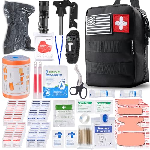 IFAK Trauma Kits, 115 PCS First Aid Kits with 36" Splint Israeli Style Compression Bandage, Survival Emergency Prepare Bag...