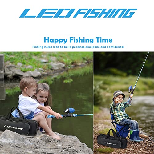 LEOFISHING Kids Fishing Pole Set with Full Starter Kits Portable Telescopic Fishing Rod and Spincast Reel with a Fishing N...