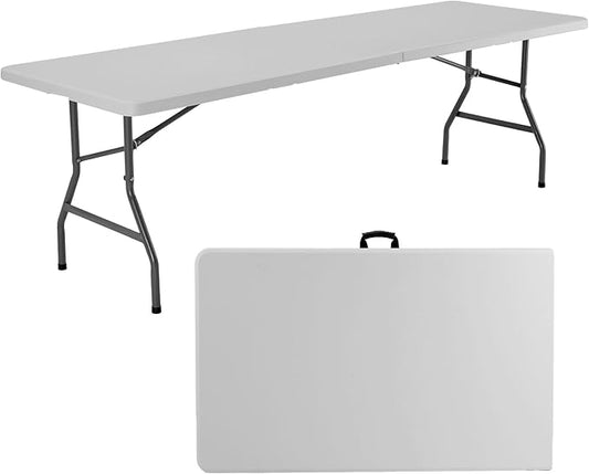 8 FT Heavy Duty Portable Table, Folding Table with Carrying Handle, Heavy Duty Portable Table for Events, Picnic Indoor, O...