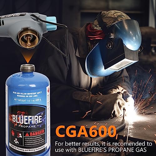 BLUEFIRE Handy Cyclone Torch Head With Propane Gas Portable Brass Gas Torch Manual Ignite Fuel by MAPP MAP PRO Propane Gas...
