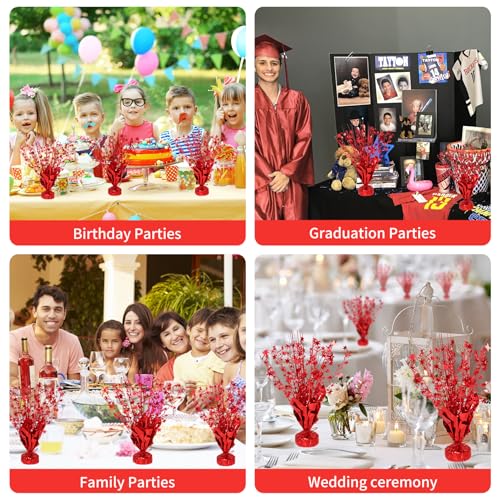 Red Foil Star Centerpiece, 6 Pack Metallic Foil Spray Centerpieces Table Decoration Burst Tabletop Signs and Centerpiece f...