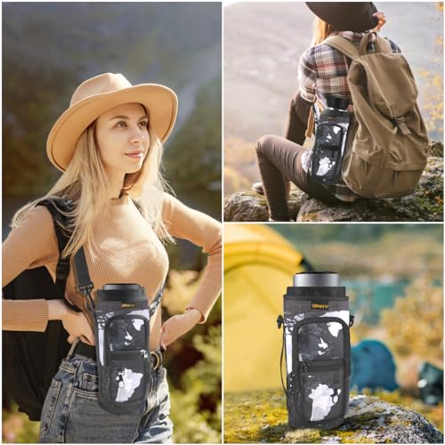 Dinky Water Bottle Carrier Bag with Adjustable Shoulder Strap - Neoprene Pouch Sleeve for Hiking, Camping and Fishing - Co...