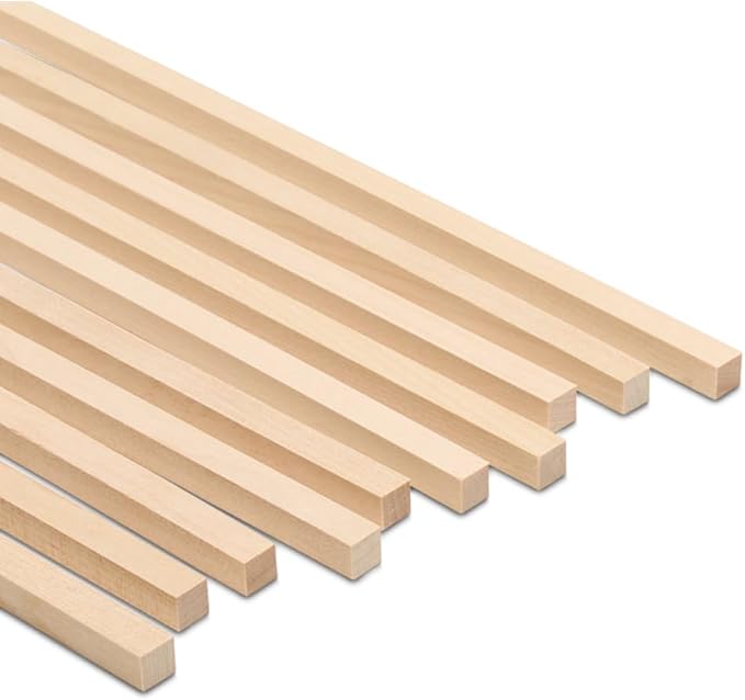 Wood Square Dowel Rods 3/8-inch x 48 Pack of 50 Wooden Craft Sticks for Crafts and Woodworking by Woodpeckers