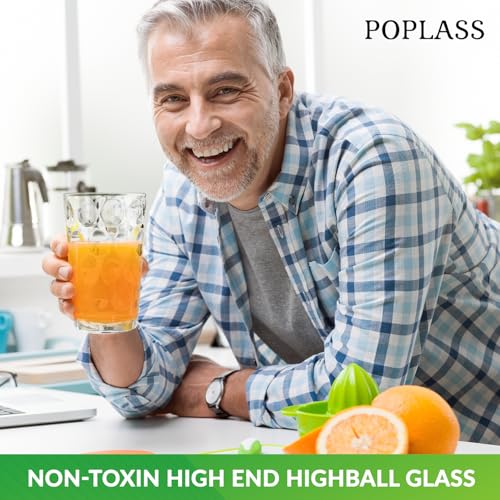 POPLASS Melrose 18-Piece Family Drinking Glasses Set - Drinking Glassware Set with Highball Cooler, DOF (Double Old Fashio...