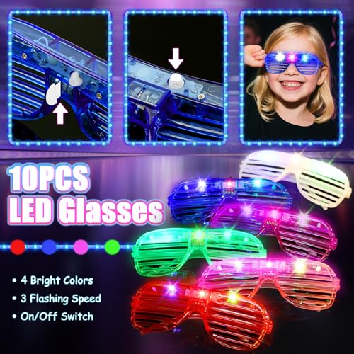 MIBOTE 269Pcs Led Light Up Toys Party Favors Glow in the Dark Party Supplies for Kid/Adults Halloween with Light Up Glasse...