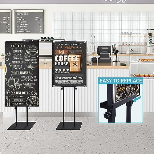 JR-MOV Poster Stand Heavy Duty - Adjustable Poster Stands for Display Foam Board, Double Sided Pedestal Floor Standing Sig...