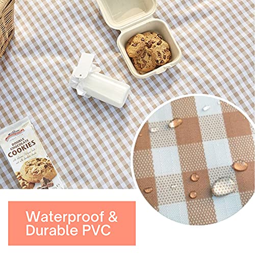 Beyond Thursday Cute Gingham Picnic Blanket, Waterproof Foldable, in Large 80x60in and Extra Large 80x80in, Portable Compa...