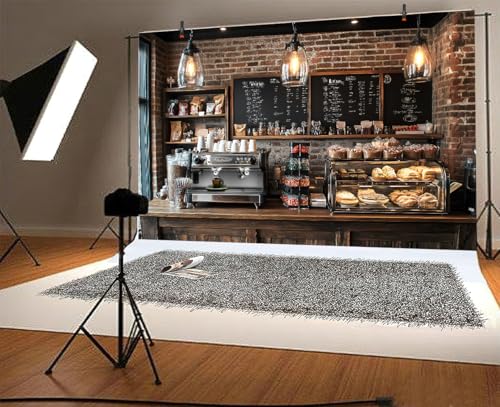 7X5ft Coffee Shop Party Backdrop Photography Background, Central Perk Pub Cafe Ice Cream Cake Bread Smash Birthday Party B...