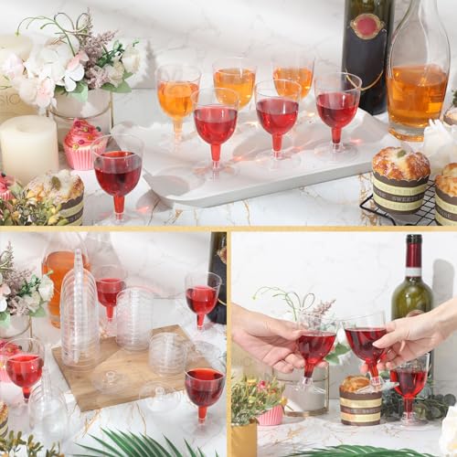 Mimorou 100 Pieces 5 oz Disposable Wine Glasses with Stem Bulk Disposable Party Cups Goblet Wine Glasses for Christmas, Ou...