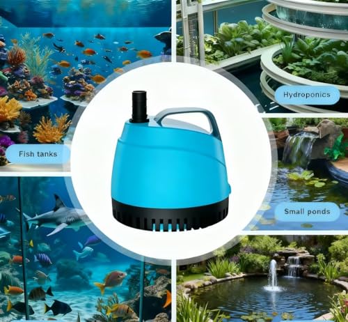 WUCIOOO 210GPH Ultra Quiet Bottom Suction Submersible Water Pump (780L/H, 15W) with 2 Nozzles,5.6ft High Head,Suitable for...