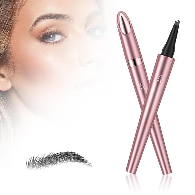 Microblading Eyebrow Pencil, 2026 New 3D Waterproof Eyebrow Pen, Four Tip Precision for Natural Gap Filling, Long-Lasting Eyebrow Makeup for Women (Gray, 2 PCS)