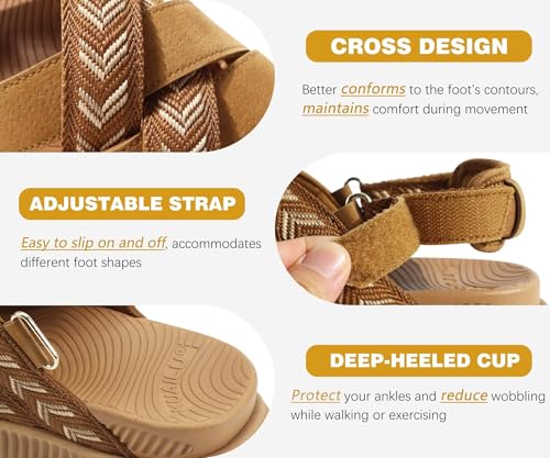 KuaiLu Womens Orthopedic Walking Sandals Comfortable Plantar Fasciitis Arch Support Sport Recovery Outdoor Casual Sandles ...