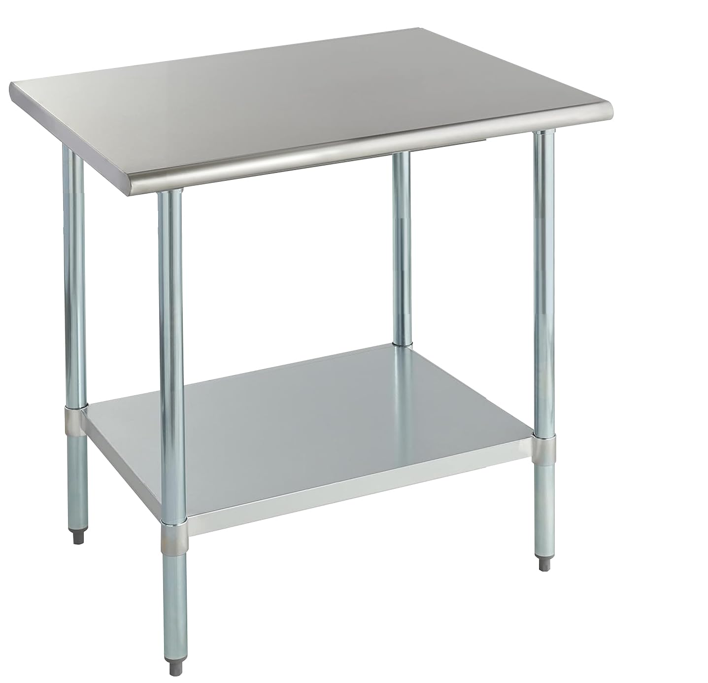 ROCKPOINT Stainless Steel Table for Prep & Work 30x36 Inches, NSF Metal Commercial Kitchen Heavy Duty Table with Adjustable Under Shelf and Table Foot for Restaurant, Home and Hotel