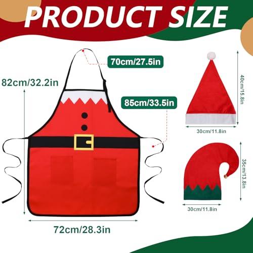 XLSXEXCL 2 Set Christmas Apron and Hat Set Elf Santa Claus Apron and Hat Funny Santa Claus Elf Cosplay Costume Kit for Xma...