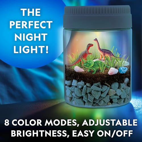 National Geographic Dinosaur Terrarium Kit for Kids – Multicolor Light-Up Terrarium, Build a Dino Habitat with Real Plants...