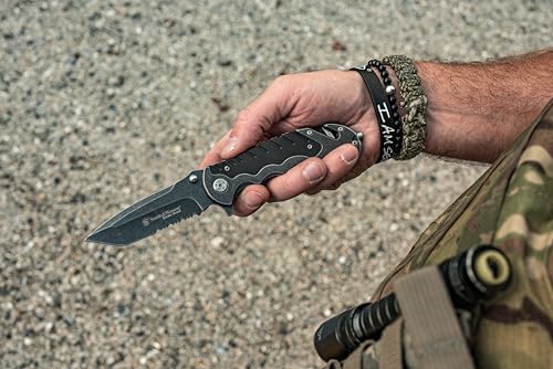 Smith & Wesson Benji 2.5in High Carbon S.S. Folding Keychain Knife with 1.75in Modified Tanto Blade and G10 Handle for Out...